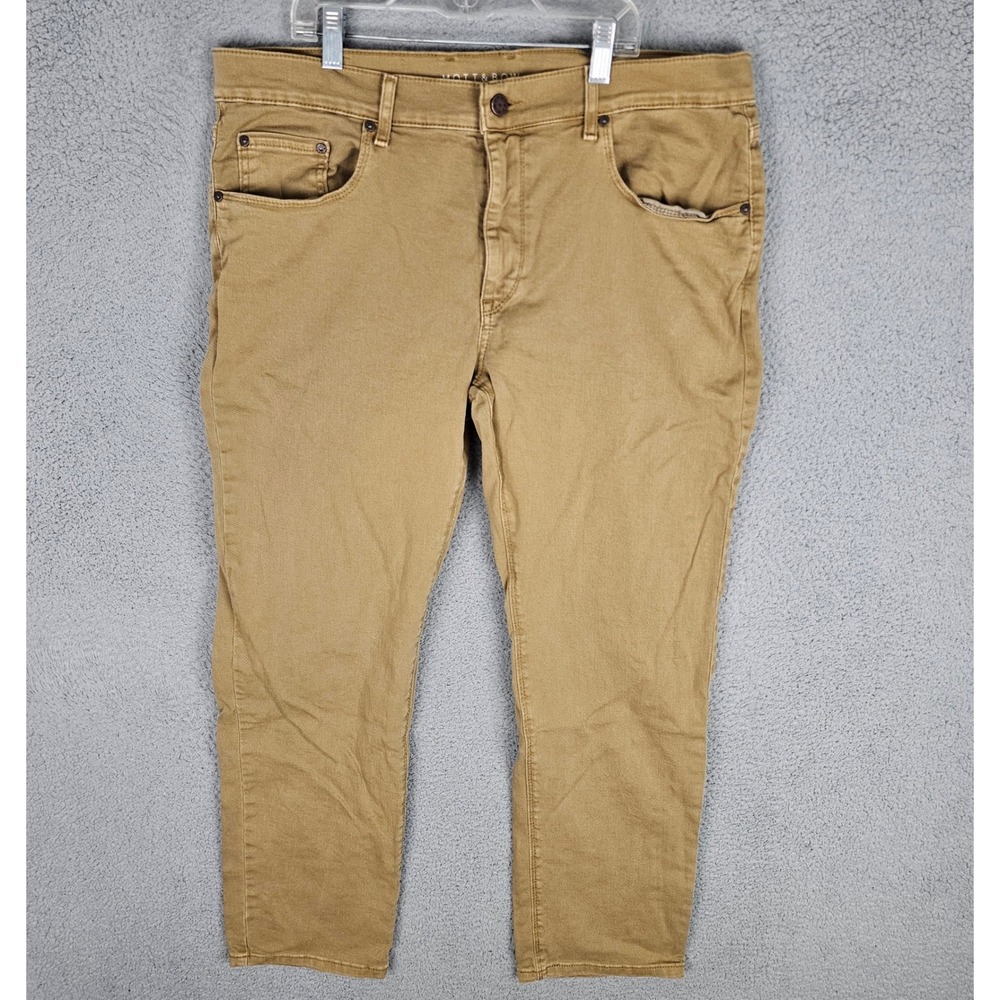 Mott & Bow Pants Mens 36x30 Tan Twill Slim Straight Five Pocket Chino Khaki
